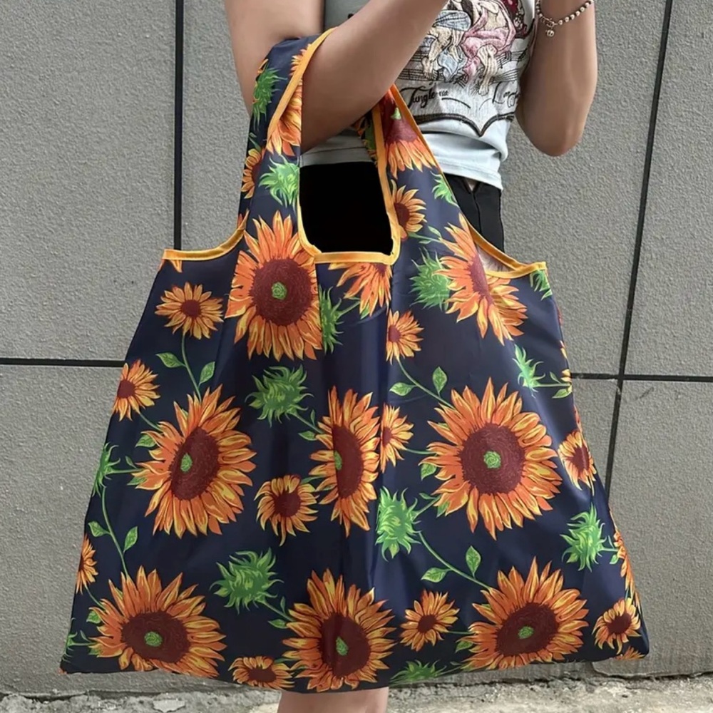 Sunflower Print Large Tote Bag